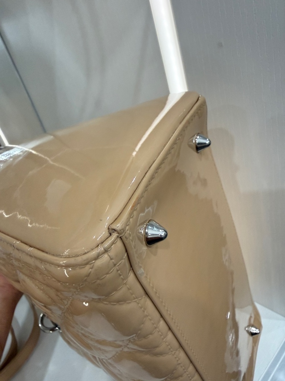 Dior Lady Dior Patent Leather Bag- nude beige - Picture 3 of 6
